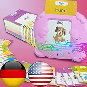 Bilingual English & German Flash Cards - Talking Flash Cards, 510 Sight Words of 31 Themes, Pocket Speech for Toddlers 3-12, Autism Sensory Toys, Preschool Learning Activities (Pink)