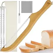 Bread Slicer 40cm Bread Bow Saw with 2 Spare Blades,Serrated Sourdough Bread Saw with Wooden Handle Bread Knife for Homemade Bagels Bread Slicing