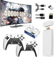M15 Game Stick- Plug & Play HD Gaming Console with 64/128G Memory, 30000/40000+ Games, Dual Wireless Controllers - M15 Gaming Dongle for TV (128g)