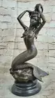 Mermaid Sea Nymph Mythology Fantasy Art Deco Bronze Marble Statue Nude Decor