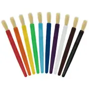 10pc Large Round Children's Chubby Hog Bristle Tempera Paint Brush Set, Kid Fun