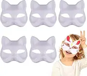 Therian Mask,Mask for Painting 5PCS Blank Cat Masks to Paint, DIY Half Face Therian Cat Mask,Portable Therian Gear with Elastic Band for Cosplay 7.1x6.7