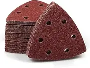 SPEEDWOX 50 Pcs Triangle Sanding Pads Hook and Loop 40 Grit Oscillating Sanding Pad 90mm 6 Holes Fit 3-1/2 Inches Oscillating Multi Tool Detail Sander Sandpaper Triangle Sanding Discs Sanding Tool