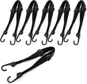 ZENFUN 6 Pcs Motorcycle Helmet Rope, High Retractable Black Luggage Helmet Ropes, Elastic Rope Strap with 2 Hooks, Motorcycle Straps Bulk, Motor Accessory