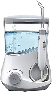 Water Flossing Oral Irrigator, 600ML Dental Water Teeth Cleaner 10 Adjustable Pressure, Electric Dental Pick Flosser for Teeth/Braces, 5 Water Jet Tips for Family (White)