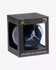 NEW AIR JORDAN CHRISTMAS ORNAMENT CREW SOCKS SHOE SIZE 5Y-7Y BLUE BUFFALO PRINT