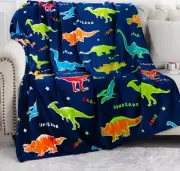 Dinosaur Glow in The Dark Dino Blanket Soft Throw 50"x60"