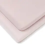 Clair de Lune 2 Pack Fitted Jersey Cotton Pram/Crib Sheets 90 x 40 cm (Pink)
