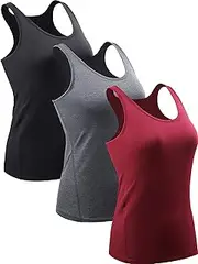 [Cadmus] Womens 3 Pack Sleeveless Vest Undershirt Basic Tank Top Baselayer Stretch Casual