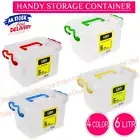 4x 6L Handy Storage Container Box Organizer Plastic Bin 4 Color Tub Organiser