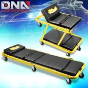 2-IN-1 48" Foldable Z Creeper Mechanics Garage Work Stool Rolling Chair Yellow