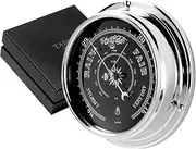 Prestige Traditional Barometer in Chrome with a Jet Black Dial, Heavy Brass Case (1/2kg) Electroplated with Chromium, Handmade in England