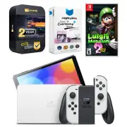 Nintendo Switch White OLED Console + Luigi’s Mansion 3 Bundle