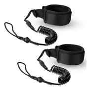2 Pieces Surf Board Leashes Coiled Leash Rope Paddle Board Surfboard Black