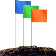 Zozen 100-Pack Marking Flags - Orange, Green, Blue - 15x4x5 Inch Landscape Markers for Lawn, Irrigation, Yard - Compatible With Distance Measuring Wheel