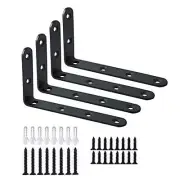 Corner Brace 4 Pcs Shelf Bracket Heavy Duty Black Steel L Corner Brace,