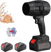Osharebazaar Blower,Yiicoong Super Powerful Cordless Blower with Battery and Charger,Handheld Cordless Turbo Super Power Air Duster for Patio Cleaning,Blowing Leaves and Dust (Black-2 Battery)