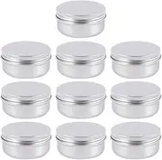 10 PCS 50ml Aluminum Tin Jars Round Metal Cosmetic Containers with Lids Screw Top Metal Cans Sample Pots for Lip Balm,Cream,Sample,Candy,Jewelry,DIY Crafts