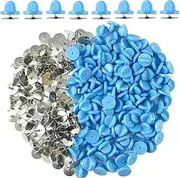 Ruidee 200 Pcs/100 Pairs Tie Tack Pin Backs with Blank Pins, Binding Staple Coupling Butterfly Rubber Bolts Back Holder Replacement (Blue)