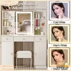 Vanity Desk w/ LED Lighted Mirror Makeup Vanity Table Stool w/ 3 Lighting Modes