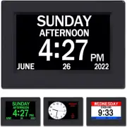 AINFTIME Clock with Day and Date for Elderly-3 Colors Display Digital Calendar A