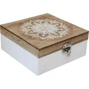 LVD MDF 14cm Mandala Storage Jewellery Box Accessory Organiser Square White/NTL