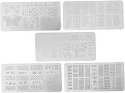 Healeved 5pcs Nail Art Printing Plate Nails Art Stamping Plate Nail Polish Holder Nail Holder for Painting Nails Nail Stamping Template Nail Templates Palette Silver Stainless Steel