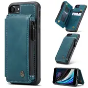 CaseMe Shockproof iPhone 7 8 PU Leather Case Cover Zipper Wallet Apple [Teal Green]