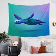 Blue 3D Turtle Tapestry