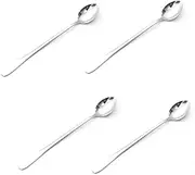 4pcs Stainless Steel Mixing Spoon,Long Handle Stirring Spoons,Long-Handled Spoon with Pointed tip for Iced Tea,Coffee,Cocktail,Ice Cream,Milkshake,Cold Drink (Silver)