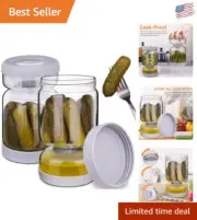 Airtight Pickle Jar Set with Olive Separator - Two Compartments for Freshness
