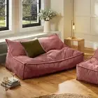 Cadence & Co. Wilde Ribbed Luxe Fleece Double Sofa Bean Bag Lounge Cover Blush