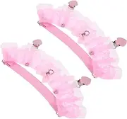 [FOMIYES] Fashionable Floral Leg Garters for Women Bridal Wedding Garter Sets Soft Lace Pink