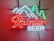 Rainier Beer Mountain Trees 17"x14" Neon Sign Lamp Light Gift Show Wall Decor EM