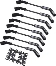 Spark Plug Wire Set 8mm Dia 500Ohms per ft Black Stainless Steel Plug 9070CK Engines Wires Ceramic Boots Replacement for GM LS 2005‑2011
