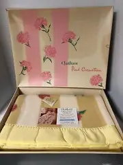 Vintage Chatham Pink Carnation 72x90 Purrey Blanket New in Box Nylon Binding