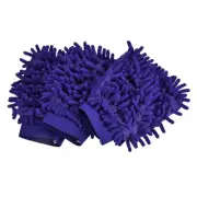 3Pcs Microfiber Chenille Mitts Scratch-Free Cleaning Glove for Home, Dark Blue
