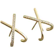 ANYCO Stud Earrings Letter X Bohemia Punk Cross White Zircon Bohemia Charms for Women Party Rock Jewelry Gift Gold