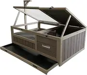 Samland Wooden Tortoise Cage, Turtle Habitat House, Reptile Enclosure Weatherproof Bottom, for Small Animals, Indoor Outdoor, 90x59x32cm