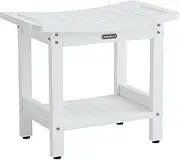 Shower Benches for Inside Shower Waterproof, White Poly Shower Stool for Shaving Legs, Plastic Bathroom Shower Chair Shower Seat with Adjustable Feet, No-Mildew & Non-Slip, Indoor/Outdoor Use