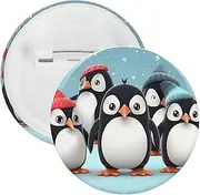 [YTLKGFP] Buttons Badge 5 Pcs Cute Penguins Printed Button Pins Decorations Tinplate Round Badge for Clothes Bags Hats Jeans And More, 2.3 inch, plastic tinplate, no gemstone
