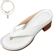 [Generic] Women'S Solid Color Summer Chunky Heel Sandals, Slip on Open Toe Square Toe Comfortable Heeled Sandals for Women
