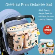 Universal Pram Organiser Bag Large Storage With Cup Holders Shoulder Straps