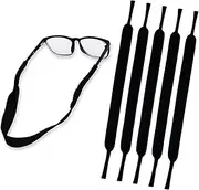 [Zalizr] 5 PCS Glasses Strap - Neoprene Floating Eyewear Retainer Strap - Anti-Slip Elastic Sports Sunglasses & Eyeglasses Holder Straps - Black Glasses Neck Lanyard Cord