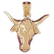 14K Gold Longhorn Steer Pendant