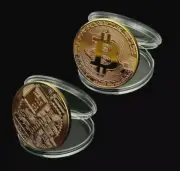 3x souvenir gold-plated bitcoin coin collection exquisite gift 40mm