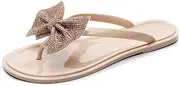 [TangDao] Women's Jelly Slippers Rhinestone Bowtie Flip Flops Beach Flats For Summer