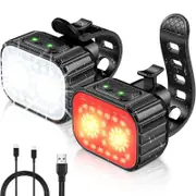 Bike Lights, Rechargeable Bicycle Lights Set Super Bright 8+12 Modes, IPX6 Waterproof Bike Lights for Night Riding/Cycling Safety, Front and Back Taillight Reflectors, 58 Hrs Long Battery Life