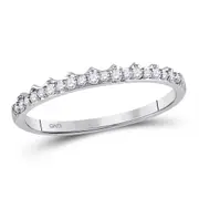 14k White Gold Round Diamond Slender Scalloped Stackable Band Ring 1/6 Cttw