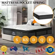 Mattress Queen King Double Single Size 9-Zone Pocket Spring 34cm Medium Firm NEW